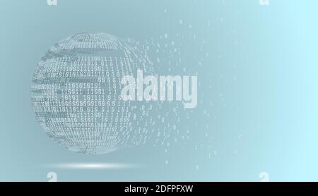 Binärer Code Globus. Technologieplanet. Big Data. Globales Netzwerk. Künstliche Intelligenz. Vom Chaos zum System. Stock Vektor