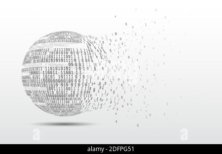 Binärer Code Globus. Technologieplanet. Big Data. Globales Netzwerk. Künstliche Intelligenz. Vom Chaos zum System. Stock Vektor