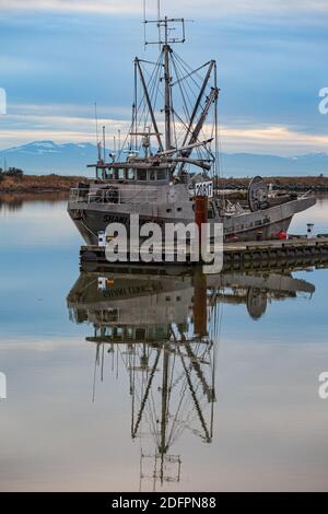 Das kommerzielle Fischerboot Shari Lynne dockte in Steveston British Columbia an Kanada Stockfoto