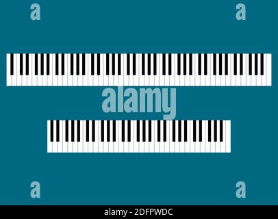 Die Klaviertastatur ist klein und groß. Klassisches Musikinstrument. Blick von oben. Vektor-isolierte Illustration. Stock Vektor