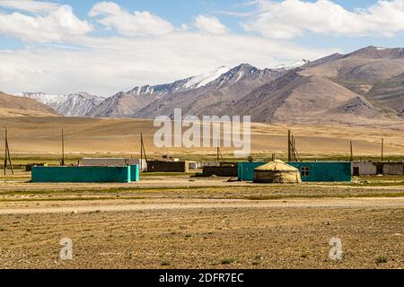 Jurten der kirgisischen Nomaden an der Seidenstraße im Bezirk Murghob, Alichur, Tadschikistan Stockfoto