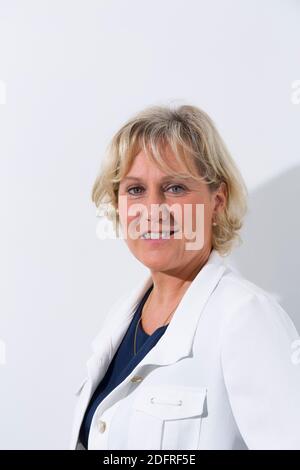 Exklusiv - Francis Letellier empfängt Nadine Morano auf Dimanche en Politique Show am Sonntag, 07. Oktober 2018 in Paris, Frankreich. Foto von Stephane le Tellec/ABACAPRESS.COM Stockfoto