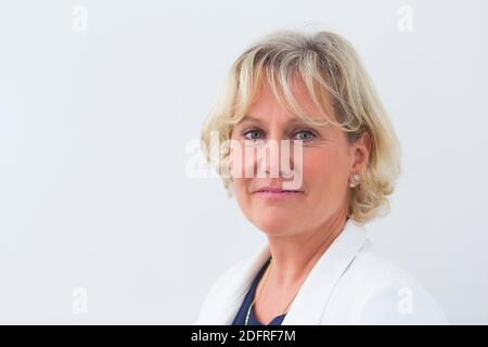 Exklusiv - Francis Letellier empfängt Nadine Morano auf Dimanche en Politique Show am Sonntag, 07. Oktober 2018 in Paris, Frankreich. Foto von Stephane le Tellec/ABACAPRESS.COM Stockfoto