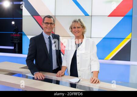 Exklusiv - Francis Letellier empfängt Nadine Morano auf Dimanche en Politique Show am Sonntag, 07. Oktober 2018 in Paris, Frankreich. Foto von Stephane le Tellec/ABACAPRESS.COM Stockfoto