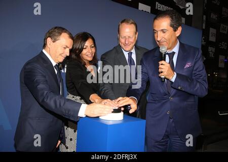 Alain Weill, Philippe Goujon, Anne Hidalgo und Patrick Drahi bei der Altice Campus Eröffnung am 09. Oktober 2018 in Paris. Foto von Jerome Domine/ABACAPRESS.COM Stockfoto