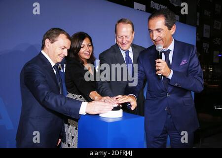 Alain Weill, Philippe Goujon, Anne Hidalgo und Patrick Drahi bei der Altice Campus Eröffnung am 09. Oktober 2018 in Paris. Foto von Jerome Domine/ABACAPRESS.COM Stockfoto