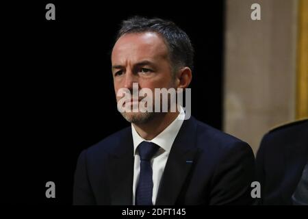 Anne Hidalgo, Bürgermeisterin von Paris, ist am 16. Oktober 2018 der erste Helfer Emmanuel Grégoire im Hotel de Ville, Paris, Frankreich. Foto von Henri Szwarc/ABACAPRESS.COM Stockfoto