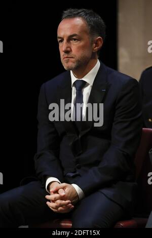 Anne Hidalgo, Bürgermeisterin von Paris, ist am 16. Oktober 2018 der erste Helfer Emmanuel Grégoire im Hotel de Ville, Paris, Frankreich. Foto von Henri Szwarc/ABACAPRESS.COM Stockfoto