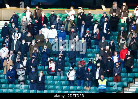 London, Großbritannien. Dezember 2020. LONDON, ENGLAND - DEZEMBER 06: England-Fans beim Quilter International, Herbst Nations Cup Finale zwischen England und Frankreich im Twickenham Stadium, London, UK am 06.Dezember 2020 Credit: Action Foto Sport/Alamy Live News Stockfoto