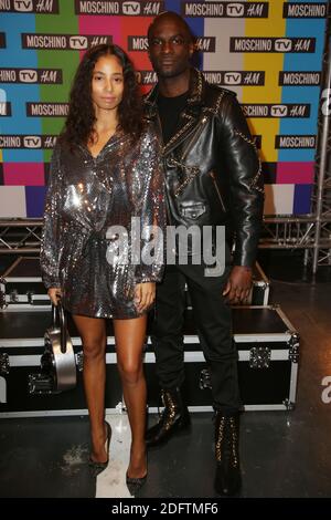 Hajiba Fahmy und Loic Mabanza treffen am 06. November 2018 auf der MOSCHINO [tv] H&M Launch Party in der Le Dernier Etage in Paris ein. Foto von Jerome Domine/ABACAPRESS.COM Stockfoto