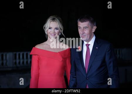 Der tschechische Premierminister Andrej Babis und seine Frau Monika Babisova kommen am 10. November 2018 in Paris, Frankreich, zum Abendessen im Museum Orsay anlässlich der internationalen Zeremonie zum 100. Jahrestag des Waffenstillstands von 1918 an. Foto von Thibaud Moritz/ABACAPRESS.COM Stockfoto