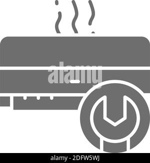 Klimaanlage reparieren, Klimaanlage defekt, graues Symbol. Stock Vektor