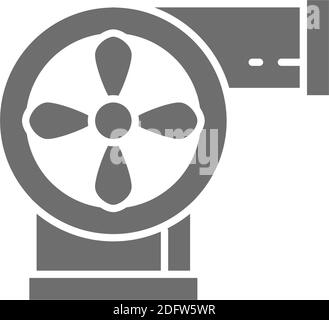 Industrielle Entlüftungsleitung, graues Symbol für Rohranschluss. Stock Vektor