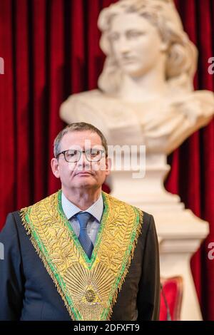 Jean-Pierre Hubsch Grand Maitre du Grand Orient de France ein Sohn Bureau de la rue Cadet Belagerung du GODF. Paris, Frankreich, 3 Oktober 2018. Foto von Vernier/JBV News/ABACAPRESS.COM Stockfoto