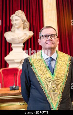 Jean-Pierre Hubsch Grand Maitre du Grand Orient de France ein Sohn Bureau de la rue Cadet Belagerung du GODF. Paris, Frankreich, 3 Oktober 2018. Foto von Vernier/JBV News/ABACAPRESS.COM Stockfoto