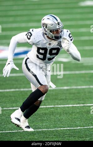 6. Dezember 2020, Las Vegas Raiders Defensive End Arden Key (99) in Aktion während des NFL-Spiel zwischen den Las Vegas Raiders und den New York Jets im MetLife Stadium in East Rutherford, New Jersey. Christopher Szagola/CSM Stockfoto