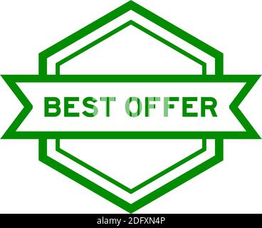 Sechseck Vintage Label Banner in grüner Farbe mit Wort Best Angebot auf weißem Hintergrund Stock Vektor