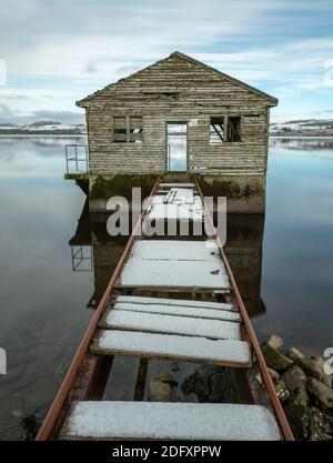 Llyn Trawsfynydd Boathouse Stockfoto