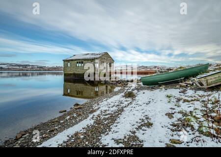 Llyn Trawsfynydd Boathouse Stockfoto