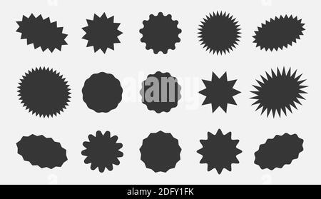 Starburst Sprechblasen, platzen Aufkleber promo Abzeichen, sunburst Förderung Tag. Explosion stern Vector Illustration Stock Vektor