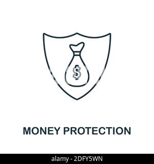 Symbol „Geldschutz“. Line Style Element aus der gdpr Kollektion. Thin Money Protection-Symbol für Vorlagen, Infografiken und mehr Stock Vektor