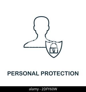Symbol für persönlichen Schutz. Line Style Element aus der gdpr Kollektion. Thin Personal Protection Symbol für Vorlagen, Infografiken und mehr Stock Vektor