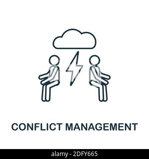 Symbol „Konfliktmanagement“. Linienstil-Element aus der Life Skills Sammlung. Thin Conflict Management-Symbol für Vorlagen, Infografiken und mehr Stock Vektor