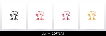 Spachtel und Kochmütze auf Buchstabe Logo Design A Stock Vektor