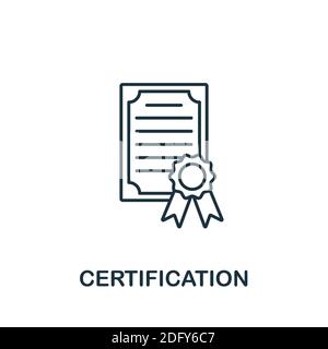 Zertifizierungssymbol. Line Style Element aus der gdpr Kollektion. Thin Certification Symbol für Vorlagen, Infografiken und mehr Stock Vektor