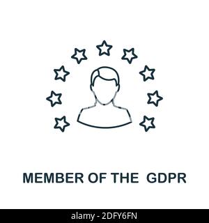 Mitglied des DSGVO-Symbols. Line Style Element aus der gdpr Kollektion. Thin Member of the GDPR Icon für Vorlagen, Infografiken und mehr Stock Vektor