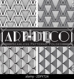 4 Vektor nahtlose Muster, im Art-Deco-Stil. Stock Vektor