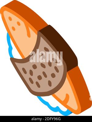 Sushi Rolle Reis Fisch Fleisch isometrische Symbol Vektor Illustration Stock Vektor