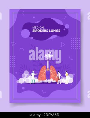 Medizinische Raucher Lunge Menschen Wissenschaftler stehen vor Lunge Anatomie Organ mit Rauch für Vorlage von Bannern, Flyer, Bücher Cover, Zeitschriften mit Flüssigkeit Stockfoto