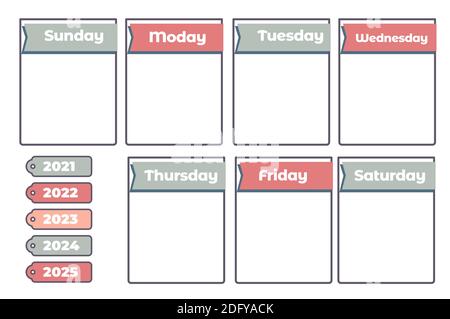 Kalender mit Monaten und Jahren, Organisator der Aufgaben Stock Vektor