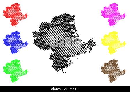 Essex County, Commonwealth of Massachusetts (U.S. County, United States of America, USA, U.S., US) Kartenvektordarstellung, Scribble-Skizze Essex-Karte Stock Vektor