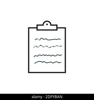 Zwischenablage Umfrage Formular Linie Kunst Vektor-Symbol. Vektordarstellung auf weißem Hintergrund isoliert. Stock Vektor