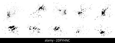 Set von schwarzen Tropfen Splatter mit Aquarell handbemalt isoliert auf weißem Hintergrund. Abstrakter Vektor künstlerisch als ein Element in der Decora verwendet Stock Vektor