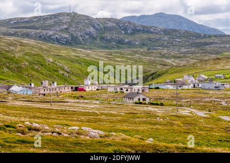 Teil der alten Radarstation Aird Uig vom Typ R10 bei Gallan Head bei Aird Uig auf Lewis in den Äußeren Hebriden. Details in Beschreibung Stockfoto