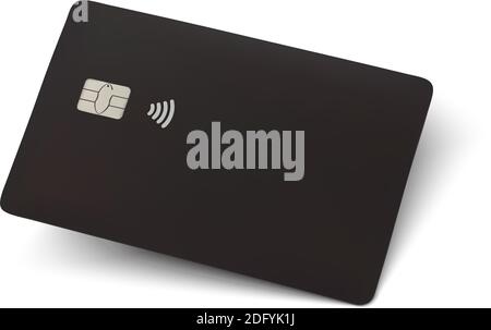 Schwarze Kreditkartenvorlage auf weißem Hintergrund isoliert. Stock Vektor