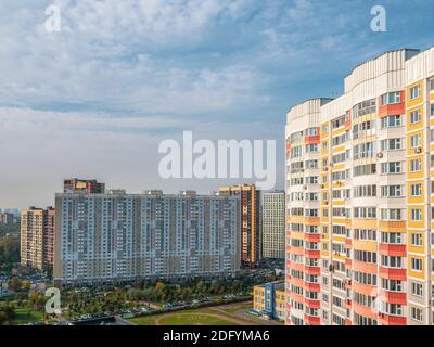 Moderne Wohnanlage für Familien in Moskau, Luftbild Stockfoto