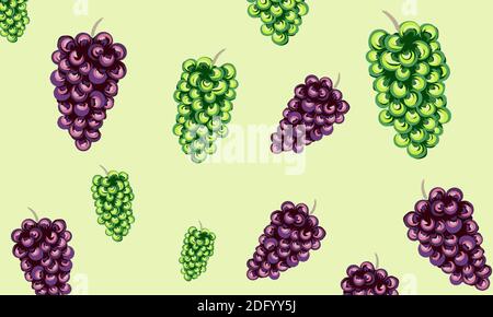 Muster aus weißen und violetten Trauben im traditionellen Kunststil. Vektor Stock Vektor