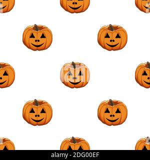 Abbildung auf Thema große farbige Muster Halloween, nahtlose orange Kürbis. Nahtlose Muster bestehend aus Sammlung Kürbis, Zubehör bei Hallowee Stock Vektor