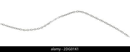 Lange silberne Kette. Weißer isolierter Hintergrund. 3D-Rendering Stockfoto