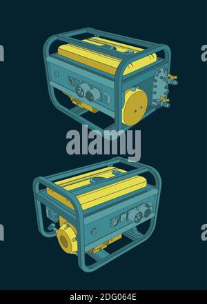 Stilisierte Vektordarstellung eines tragbaren Generators Stock Vektor