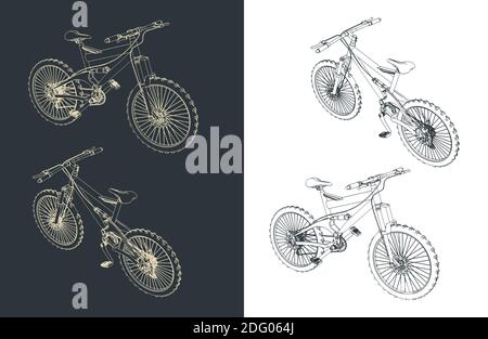 Stilisierte Vektor-Illustrationen eines Mountainbikes Stock Vektor