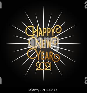 Frohes neues Jahr 2021 Vektor-Hintergrund-Illustration. Frohes neues Jahr 2021 Einfache minimalistische Textvorlage. 2021 Happy New Year Vektor Design celebrati Stock Vektor