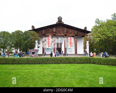 Moskau, Russland - 30. August 2019: Die Architektur des Parks VDNH. Stockfoto