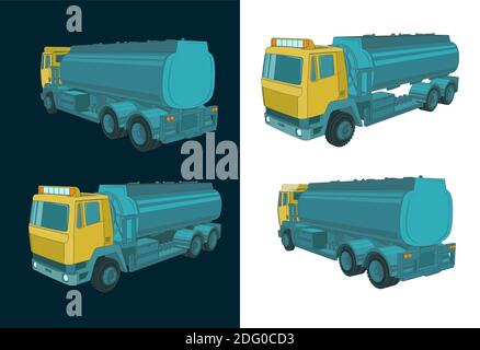 Stilisierte Vektor-Illustration eines Tankers LKW Farbabbildungen Stock Vektor