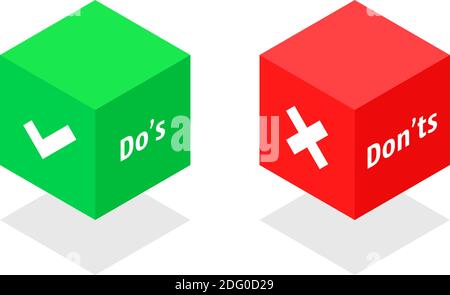 dos und nicht wie isometrische Würfel Stock Vektor