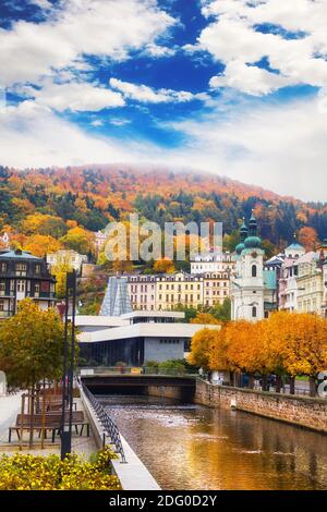 Stadtzentrum in Karlovy Vary, Tschechische Republik Stockfoto